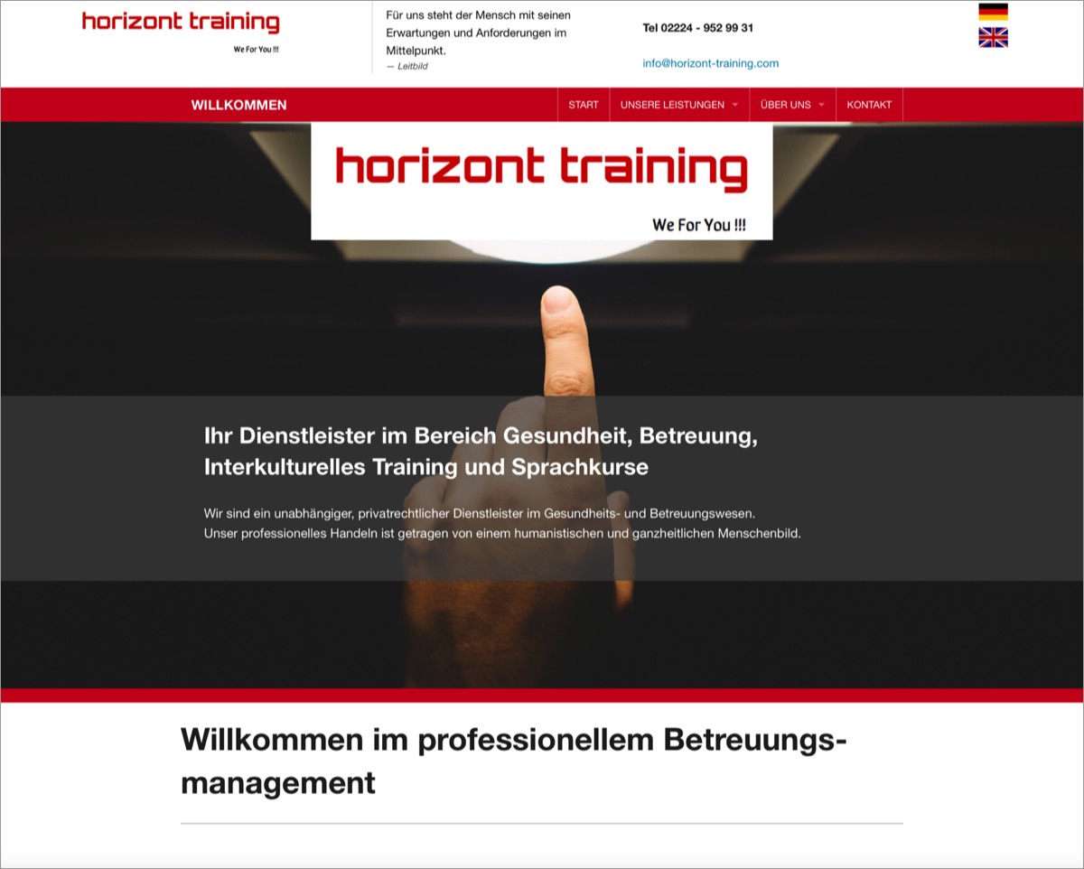Ein Bild der Webseite von Horizont Training